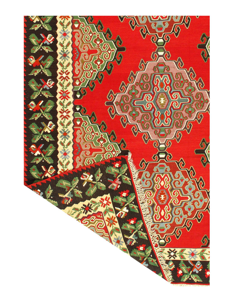 Red Fine Hand knotted Turkish Kilim 6'11'' X 9'11''