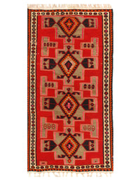 Vintage Red Persian Hand Knotted SHiraz kilim 4'6'' X 9'