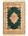 Green Color Machine Made Tabriz Design rug 4'4'' X 6'