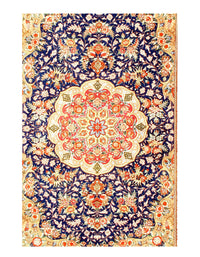 Navy Persian Pure silk Qum 3' 4'' X 4' 11''