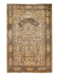 Ivory Persian Pure silk Qum Rug 3'x5'