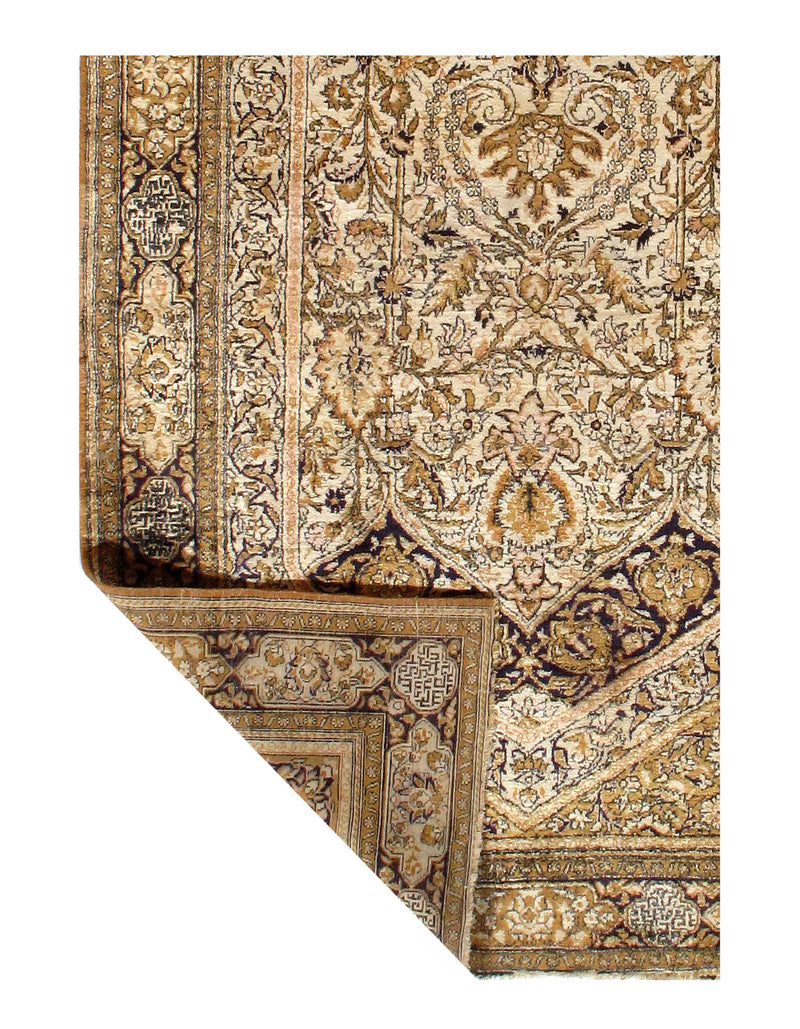 Ivory Persian Pure silk Qum Rug 3'x5'