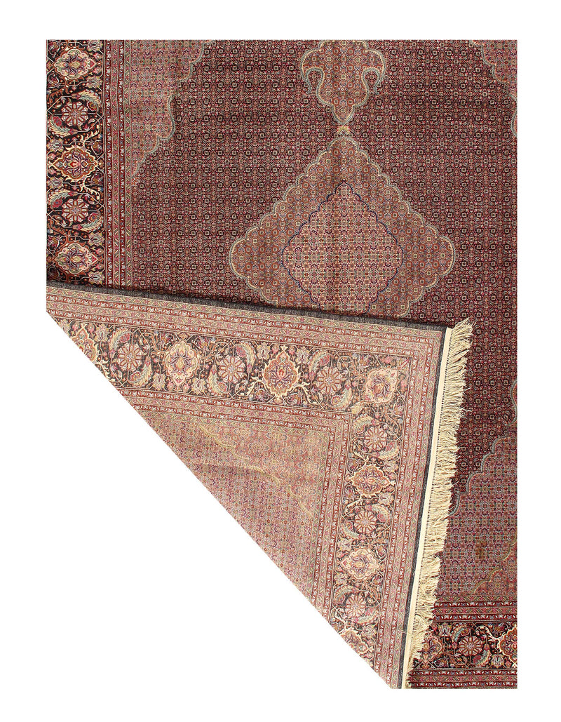 Brown Fine Tabriz Design silk & wool Rug 10'2'' X 13'9''