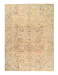 Turkish Oushak Hand-Knotted Wool Ivory Area Rug - 10' x 13'