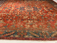 Rust Antique Persian Heriz Serapi Rug 9'7'' X 12'1''