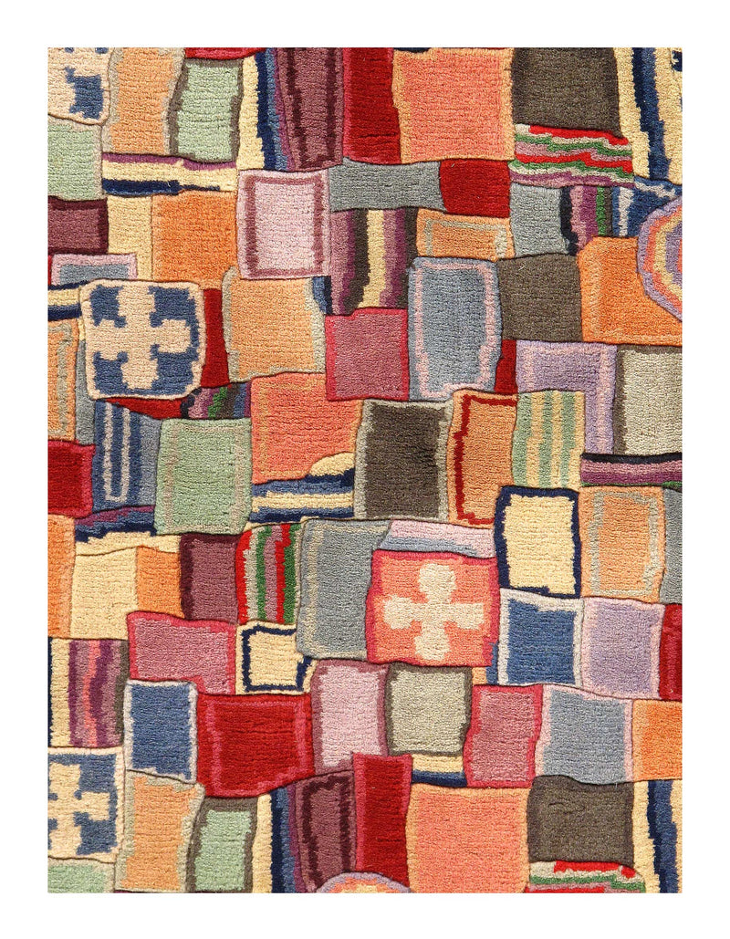 Multi color Fine Hand Knotted Modern Rug 5' X 8'