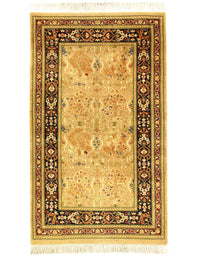 Beige Color Fine Hand Knotted Tabriz Design 2' X 4'