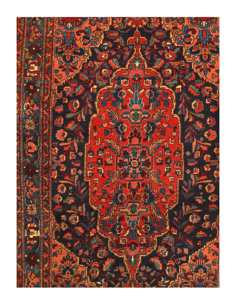 Navy Blue Persian Antique Sarouk 4'4'' X 6'7''