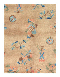 Light Brown Antique Chinese Art deco Rug 4'1'' X 5'11''