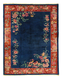 Navy Blue Antique Chinese Art Deco Rug 8'5'' X 11'4''