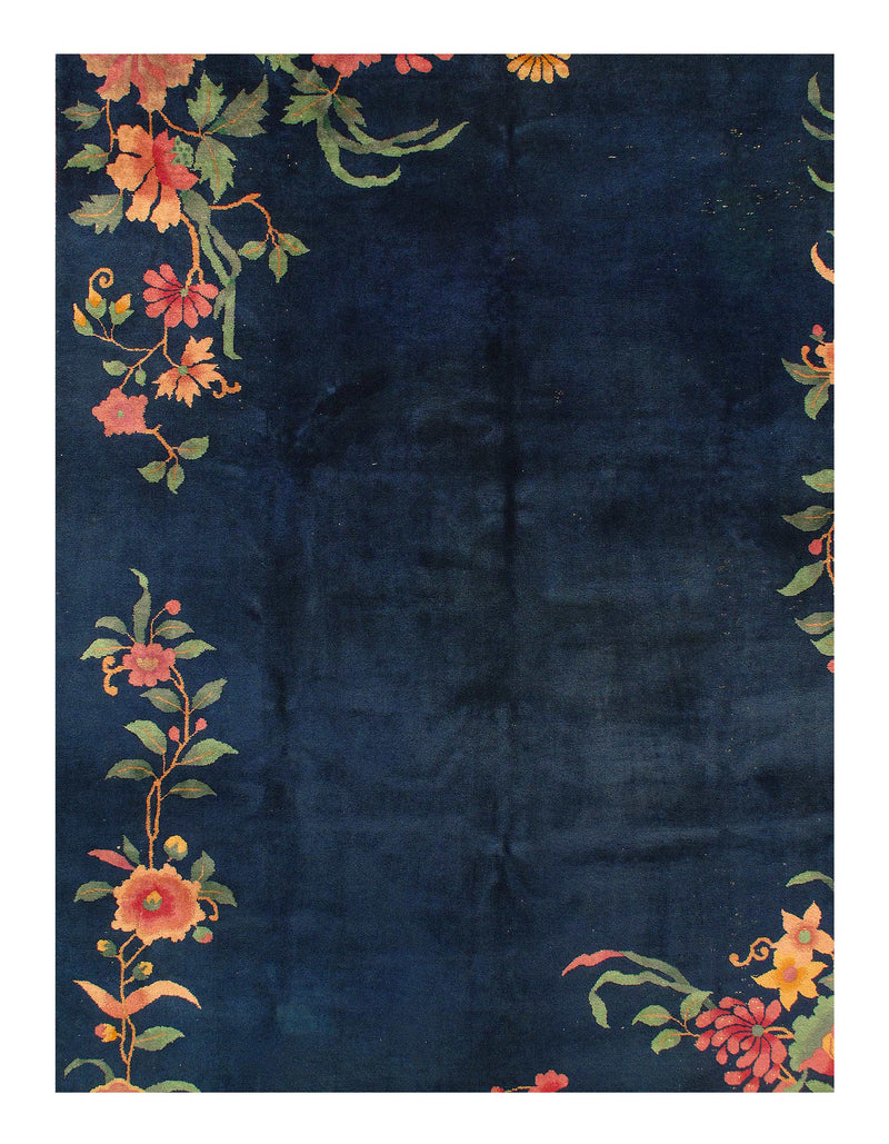 Navy Blue Antique Chinese Art Deco Rug 8'5'' X 11'4''