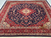 Navy Blue Fine Hand Knotted Kashan 7'8'' X 9'11''