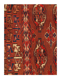 Rust Antique Russian Turkoman Scatter Rug 2'7'' X 4''