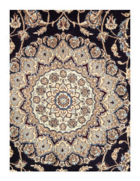 Navy Persian Nain silk & wool 6'9'' X 10'