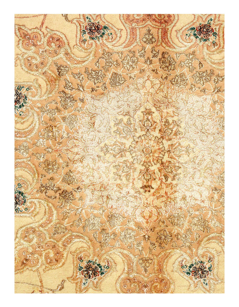 Beige Persian Isfahan Silk & wool 8'.1'' x 11'.11''