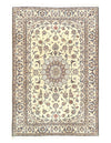 Ivory Fine Hand Knotted Persian Silk & wool Nain 6'6'' X 9'11''