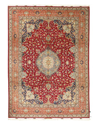 Red Persian Fine Tabri 70 Raj silk & wool 10' X 13'