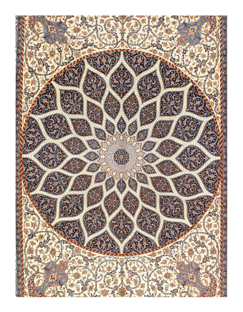 Brown Persian Isfahan wool & silk 9'.11'' X 13'.8''