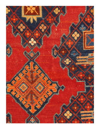 Red color Antique Caucasian Russian Kazak Rug 4'5'' X 6'11''