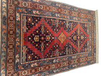 Red color Antique Caucasian Russian Kazak Rug 4'5'' X 6'11''