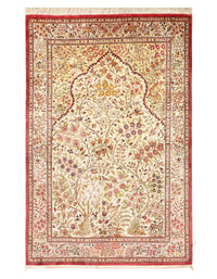 Ivory Fine Persian Pure Silk Qum 4'3'' X 6'7''