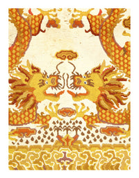 Ivory color Antigue Chinese Dragon Rug 3' X 5'5''