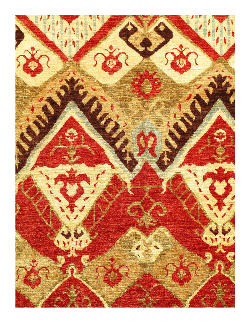 Multi Color Fine Hand Knotted Ikat Rug 9'11'' X 14'