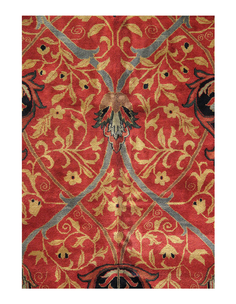 Red Color Fine Hand Knotted Agra 9'9'' x 13'9''