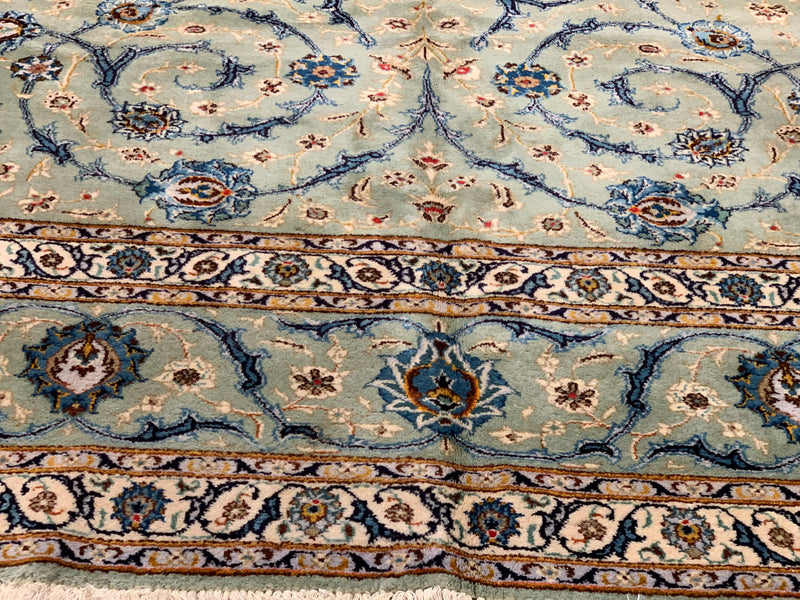 Persian Kashan Hand Knotted Lamb's Wool Rug - 10'7" X 14'