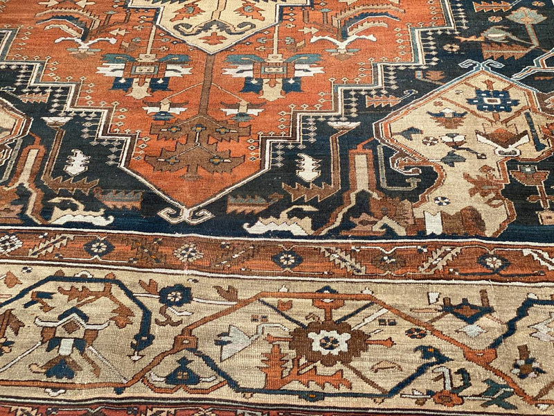 Rust Color Persian Antique Serapi 11' X 13'11''