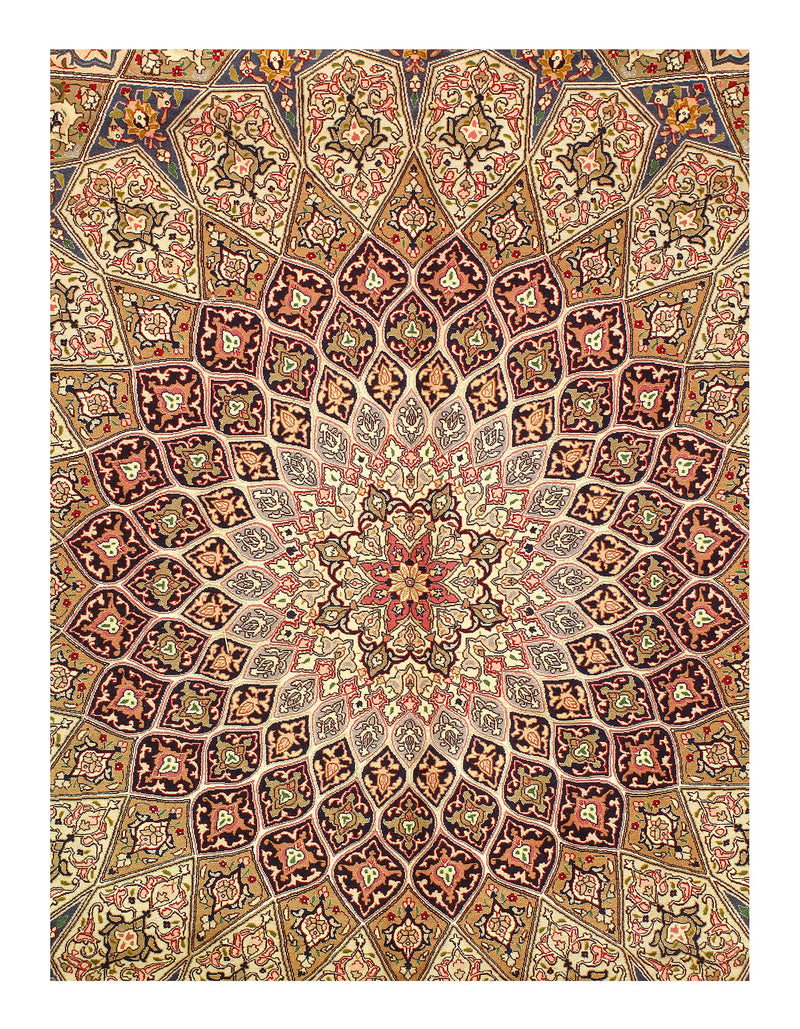 Multi Color Persian Tabriz Design Gonbad 10' X 13'