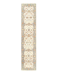 Ivory Fine Hand Knotted Oushak Runner 2'6'' X 12'3''