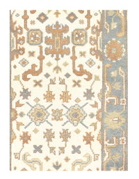 Ivory Fine Hand Knotted Oushak Runner 2'6'' X 12'3''