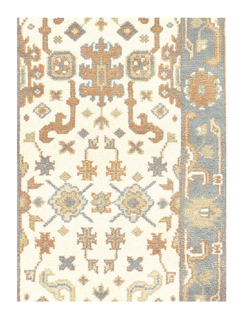 Ivory Fine Hand Knotted Oushak Runner 2'6'' X 12'3''