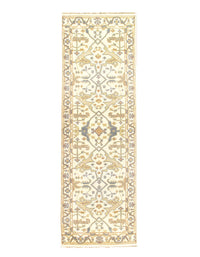 Ivory Fine Hand Knotted Oushak Runner 2'6'' X 8'