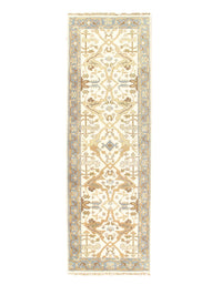 Ivory Fine Hand Knotted Oushak Runner 2'7'' X 8'1''