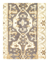 Gray Fine Hand Knotted Oushak Runner 2'6'' X 9'9''