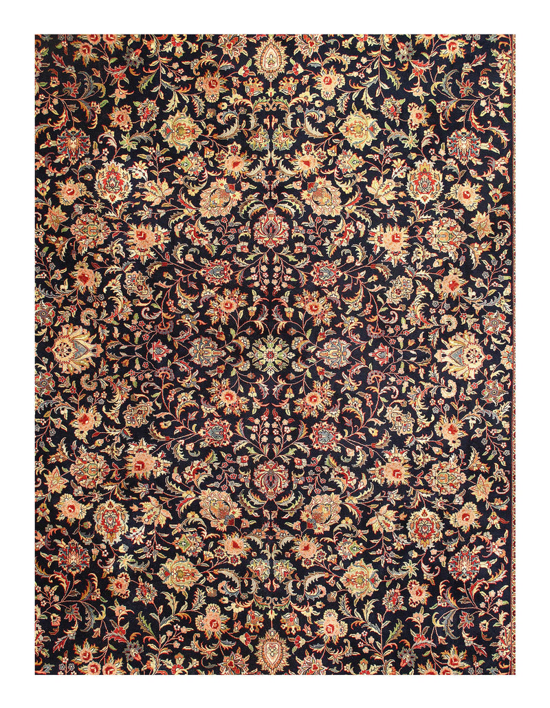 Indo Kashan Design Hand Knotted Rug - 9'1" X 12'3"