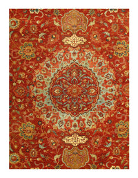 Rust Color Fine Hand Knotted Persian Design Tabriz Design 9'1'' X 12'1''