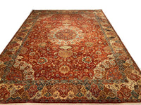 Rust Color Fine Hand Knotted Persian Design Tabriz Design 9'1'' X 12'1''