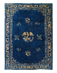 Navy Blue Antique Chinese Art Deco Rug 6'2'' X 8'9''