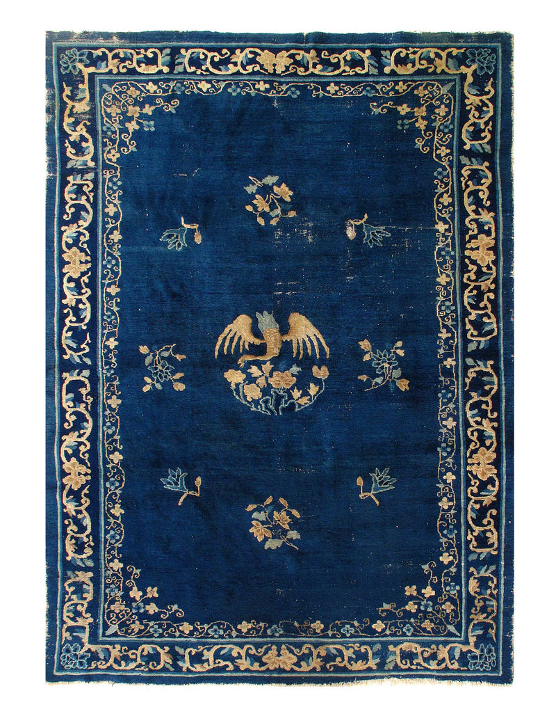 Navy Blue Antique Chinese Art Deco Rug 6'2'' X 8'9''