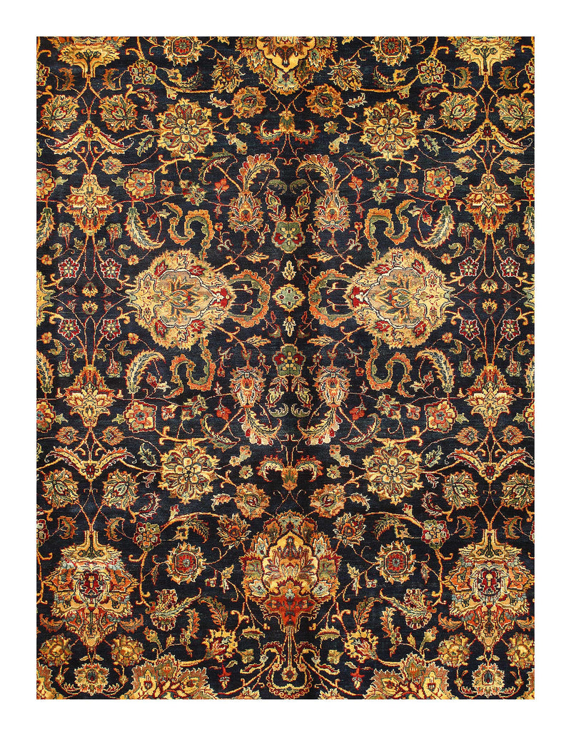 Navy Blue Fine Hand Knotted Agra 9' X 12'7''