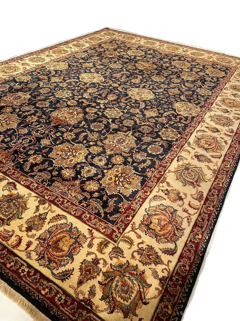 Navy Blue Fine Hand Knotted Agra 9' X 12'7''