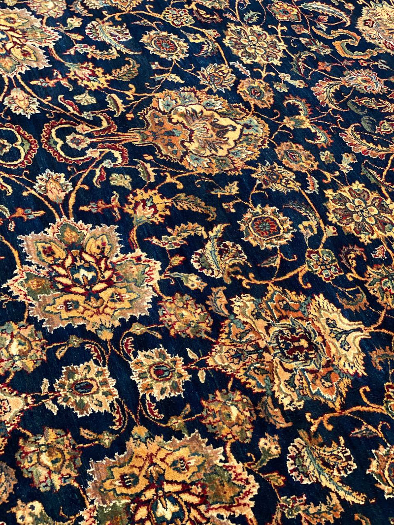 Navy Blue Fine Hand Knotted Agra 9' X 12'7''