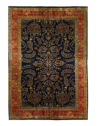 Navy Blue Fine Hand Knotted Persian sarouk Design 12'4'' X 17'8''