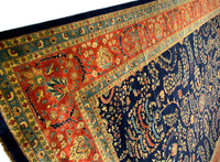 Navy Blue Fine Hand Knotted Persian sarouk Design 12'4'' X 17'8''