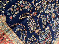 Navy Blue Fine Hand Knotted Persian sarouk Design 12'4'' X 17'8''