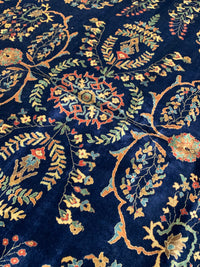 Navy Blue Fine Hand Knotted Persian sarouk Design 12'4'' X 17'8''