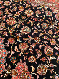 Black Persian Tabriz Design Silk & wool 8'.3'' x 9'.9''